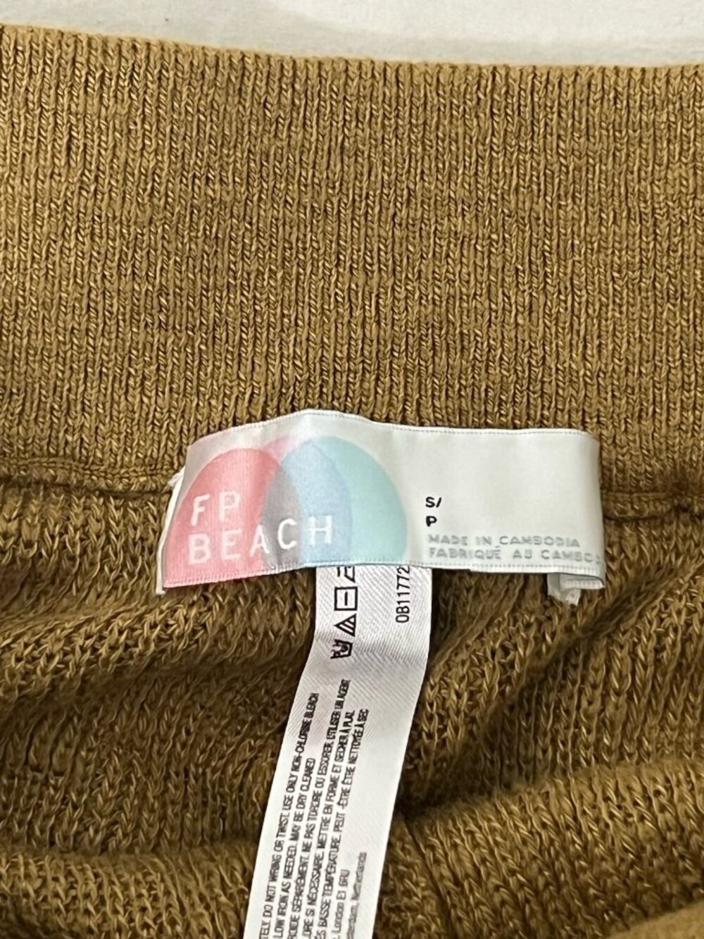 Free People Beach Brown Mustard Yellow Knit Shorts Size Small Pull On - Picture 7 of 12